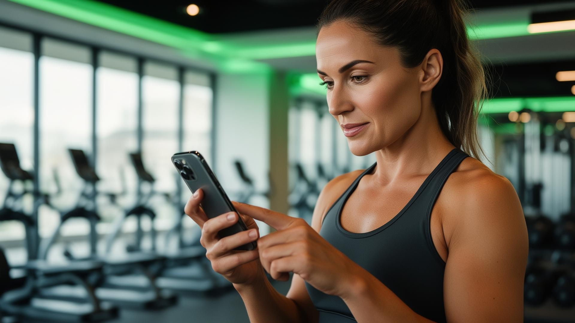 Member receiving an SMS reminder mid-workout