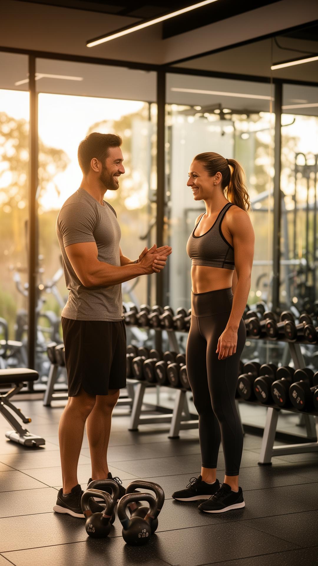 Personal trainer coaching a member in an Australian gym